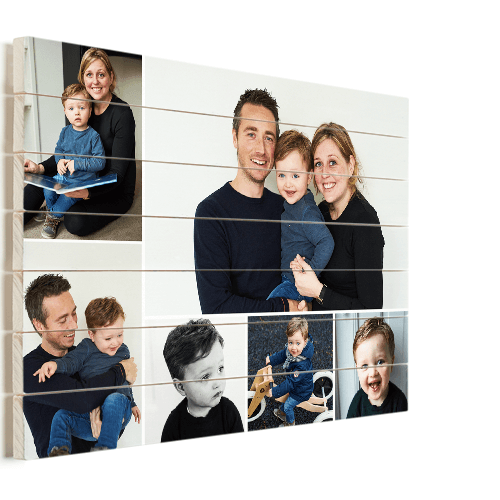 Fotocollage op vurenhout 80x60