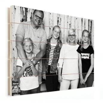 Foto op vurenhout gezin