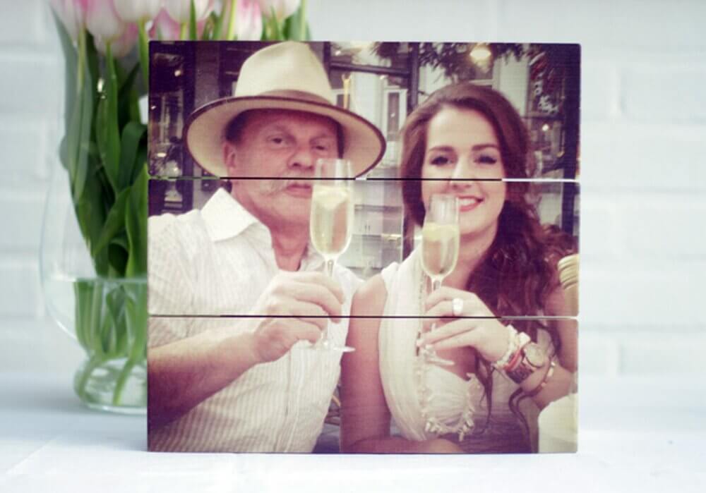 review print foto op hout