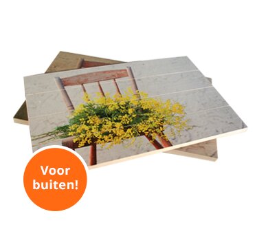 Foto op hout voor buiten